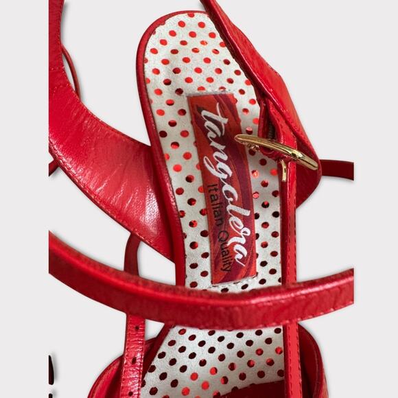 Tangolera Argentine Tango Red Leather Strappy Sandals - Size 37 (6.5) - Picture 6 of 15